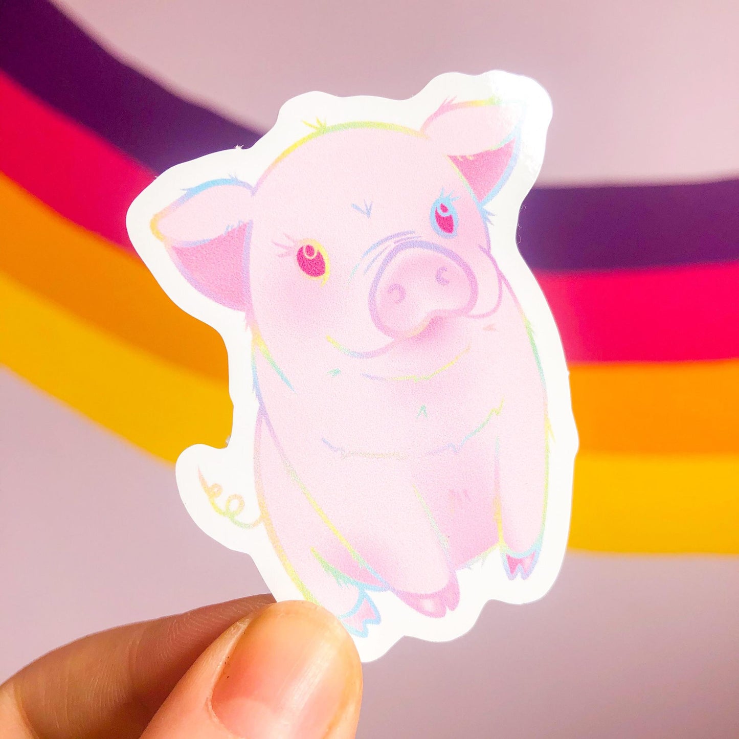 Pastel Rainbow Pig Sticker