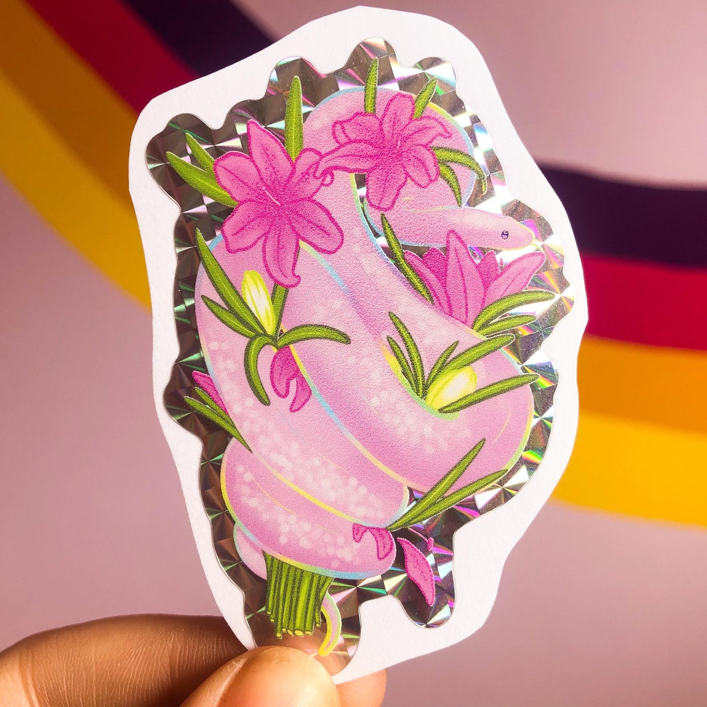 Holographic Pastel Snake Sticker