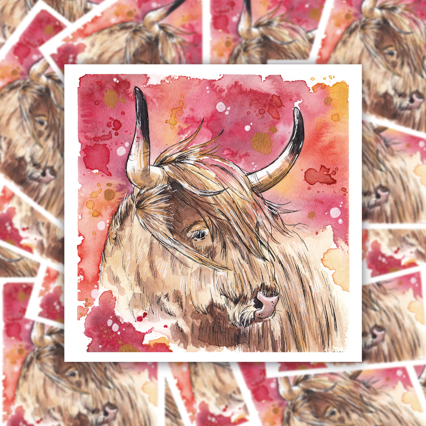Coopid - Red Highland Cow Sticker