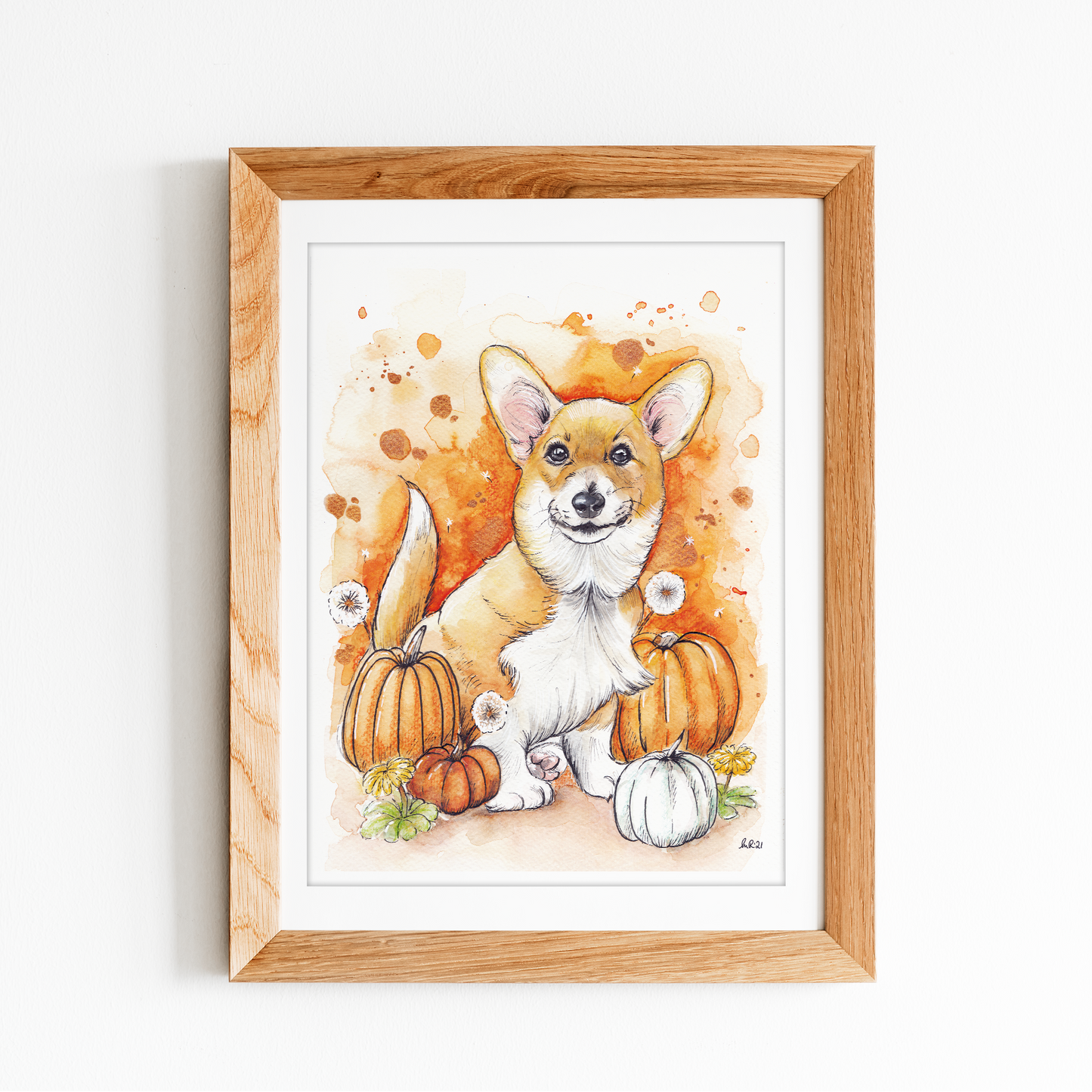 Pumpkin Corgi Art Print
