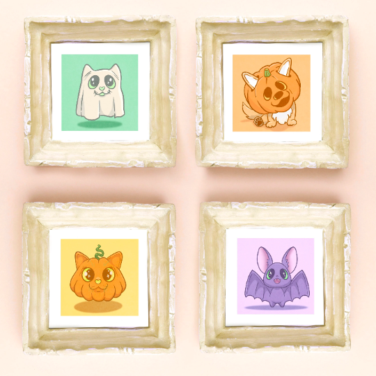 Cute Halloween Bundle - Prints, Stickers and Pin Badges