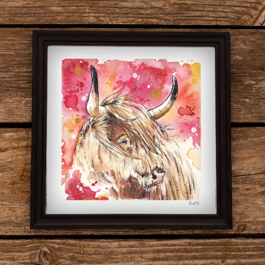 Coo-pid Highland Cow Art Print