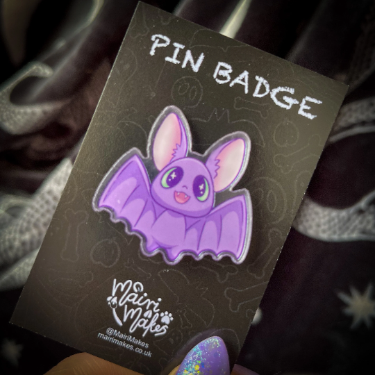 Cute Purple Bat Pin Badge