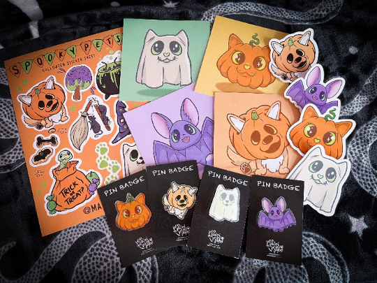 Halloween Mystery Bundle - Prints, Stickers and Pin Badges