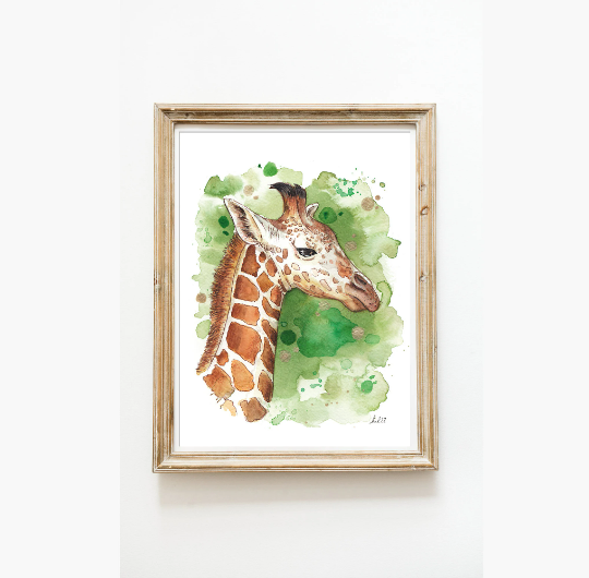 Elephant, Giraffe and Lion Cub Art Print Set of Three