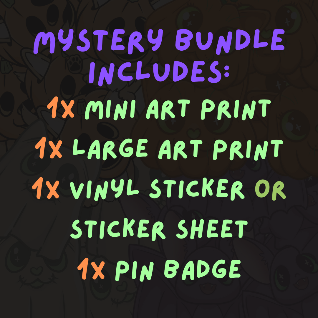 Halloween Mystery Bundle - Prints, Stickers and Pin Badges
