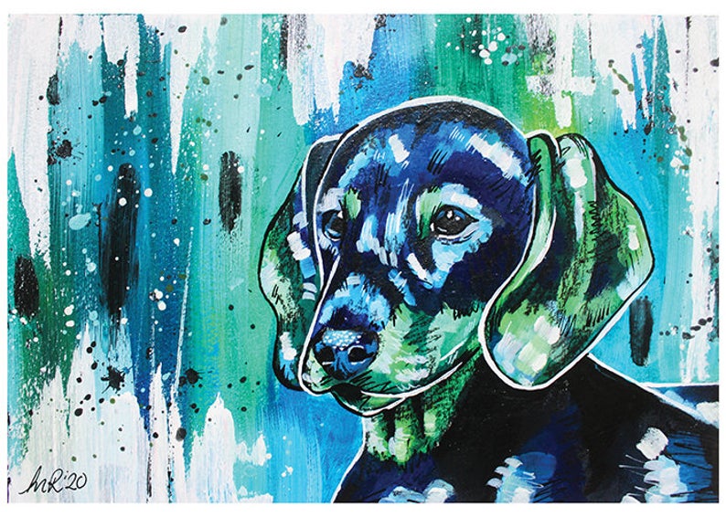 Dachshund Dog Abstract Painting