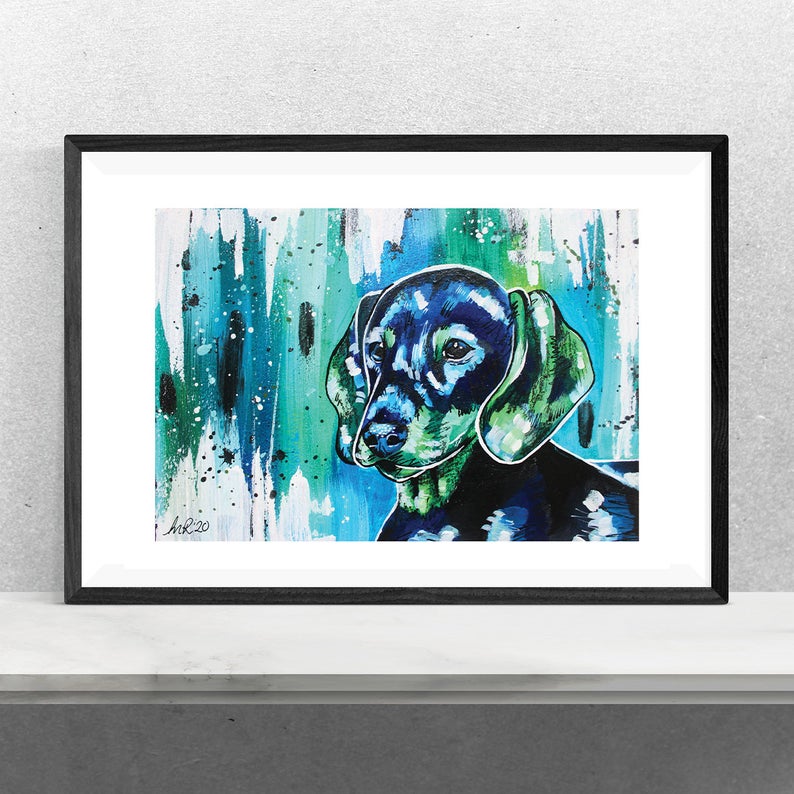 Dachshund Dog Abstract Painting