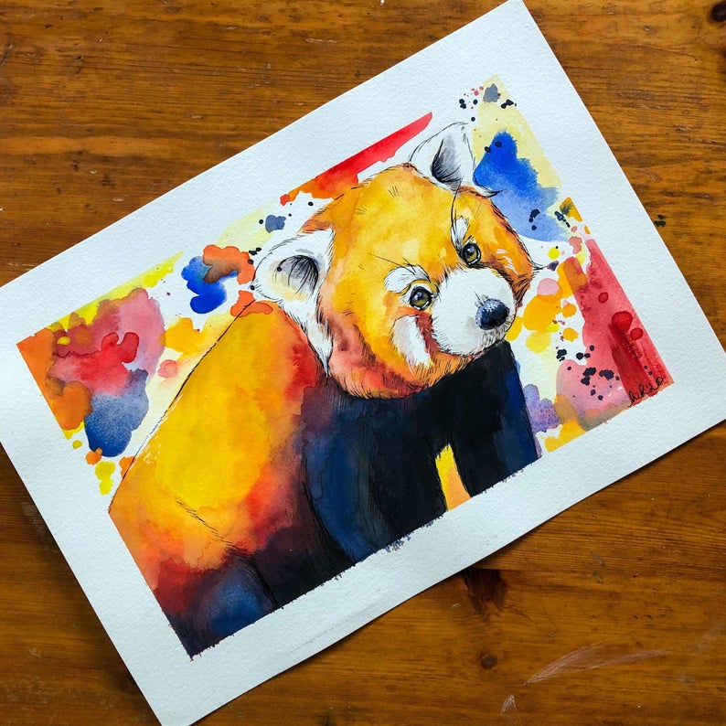 Red Panda Watercolour Painting