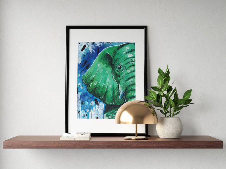 Colourful Elephant Abstract Art Print