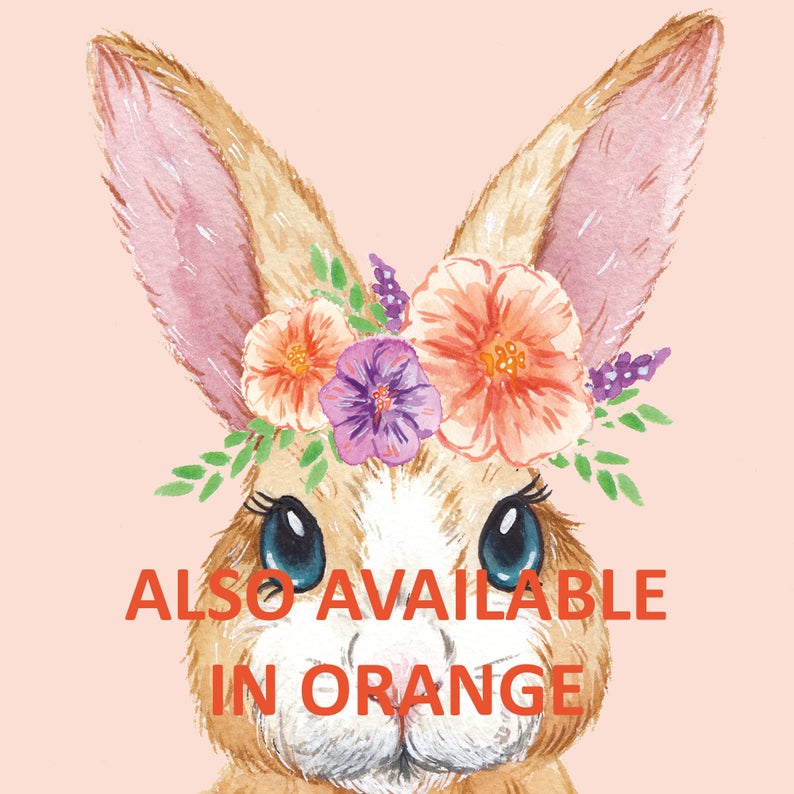 Flower Crown Bunny Illustration Print - Lilac/Purple