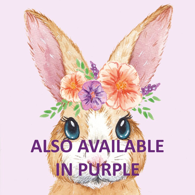 Flower Crown Bunny Illustration Print - Peach/Orange
