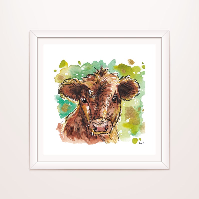 Highland Calf Mini Print