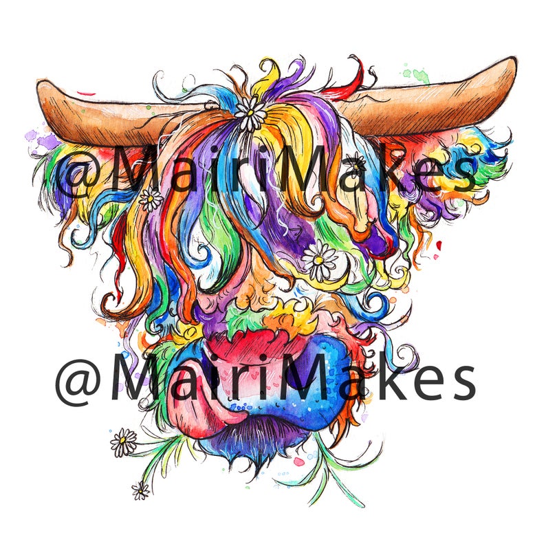 Rainbow Highland Cow Pin Badge