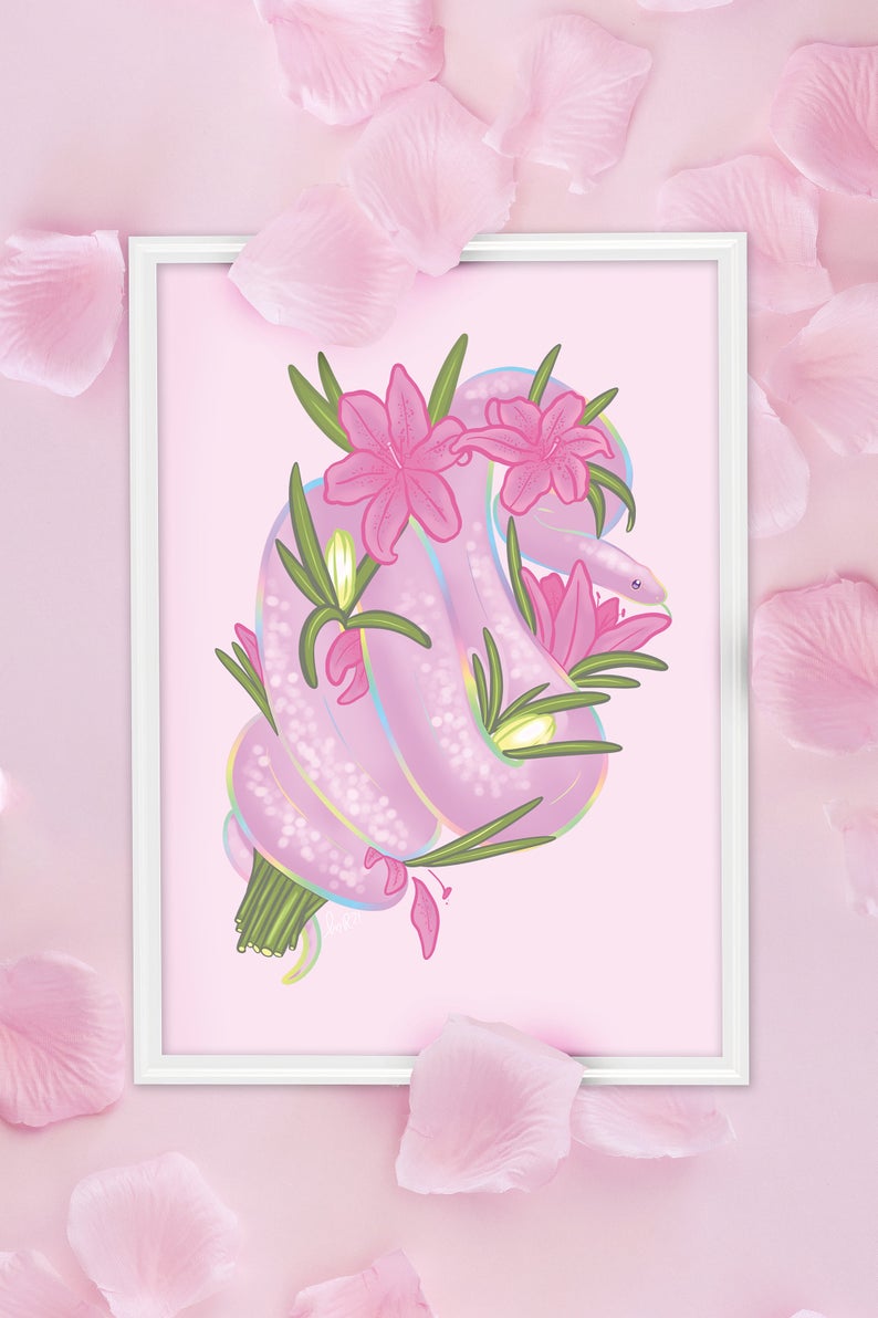 Floral Pastel Corn Snake Print
