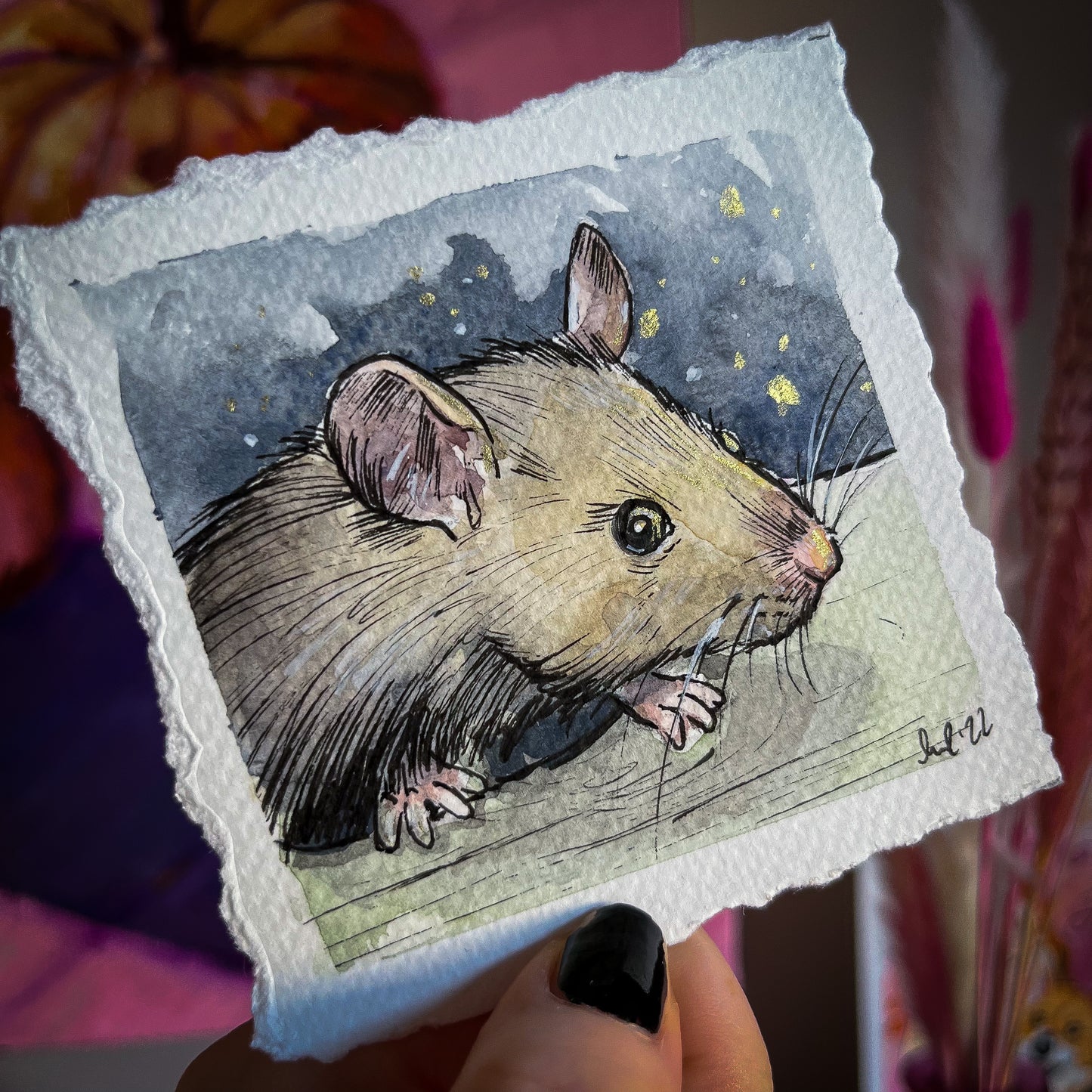 Mouse Watercolour Painting - Eva