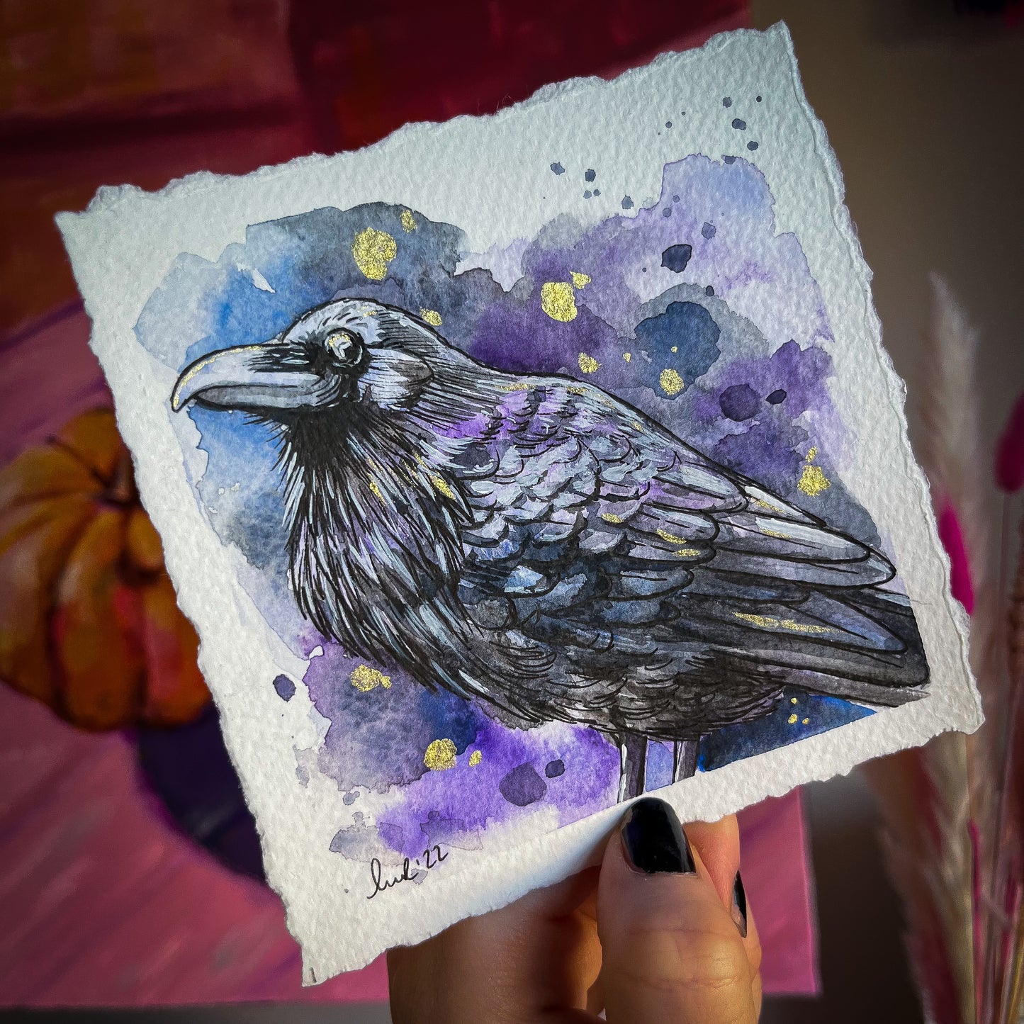 Raven Watercolour Painting - Moira