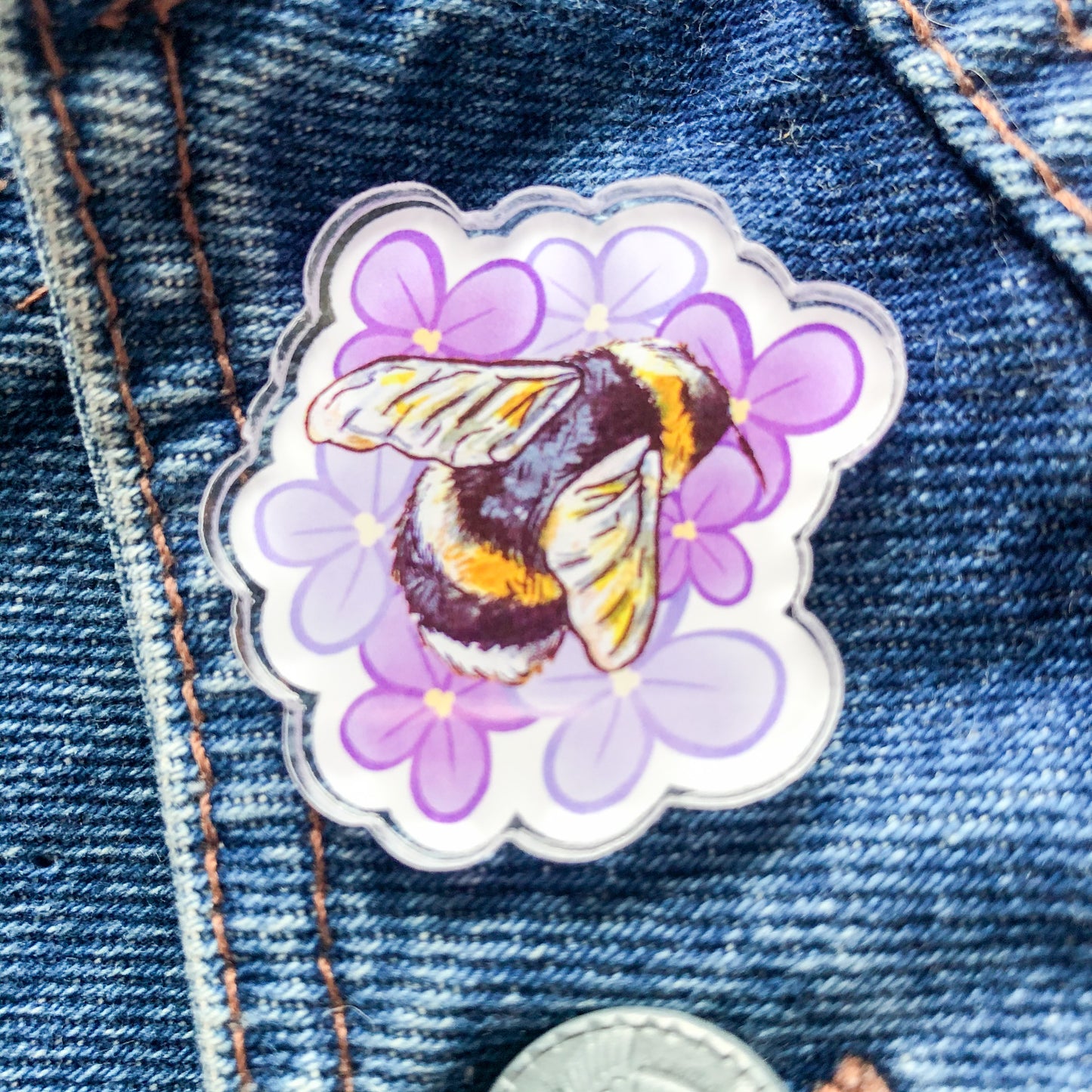 Bumblebee Flower Pin Badge