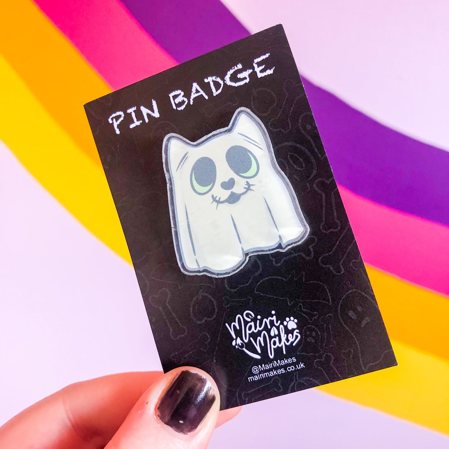 Ghost Cat Pin Badge