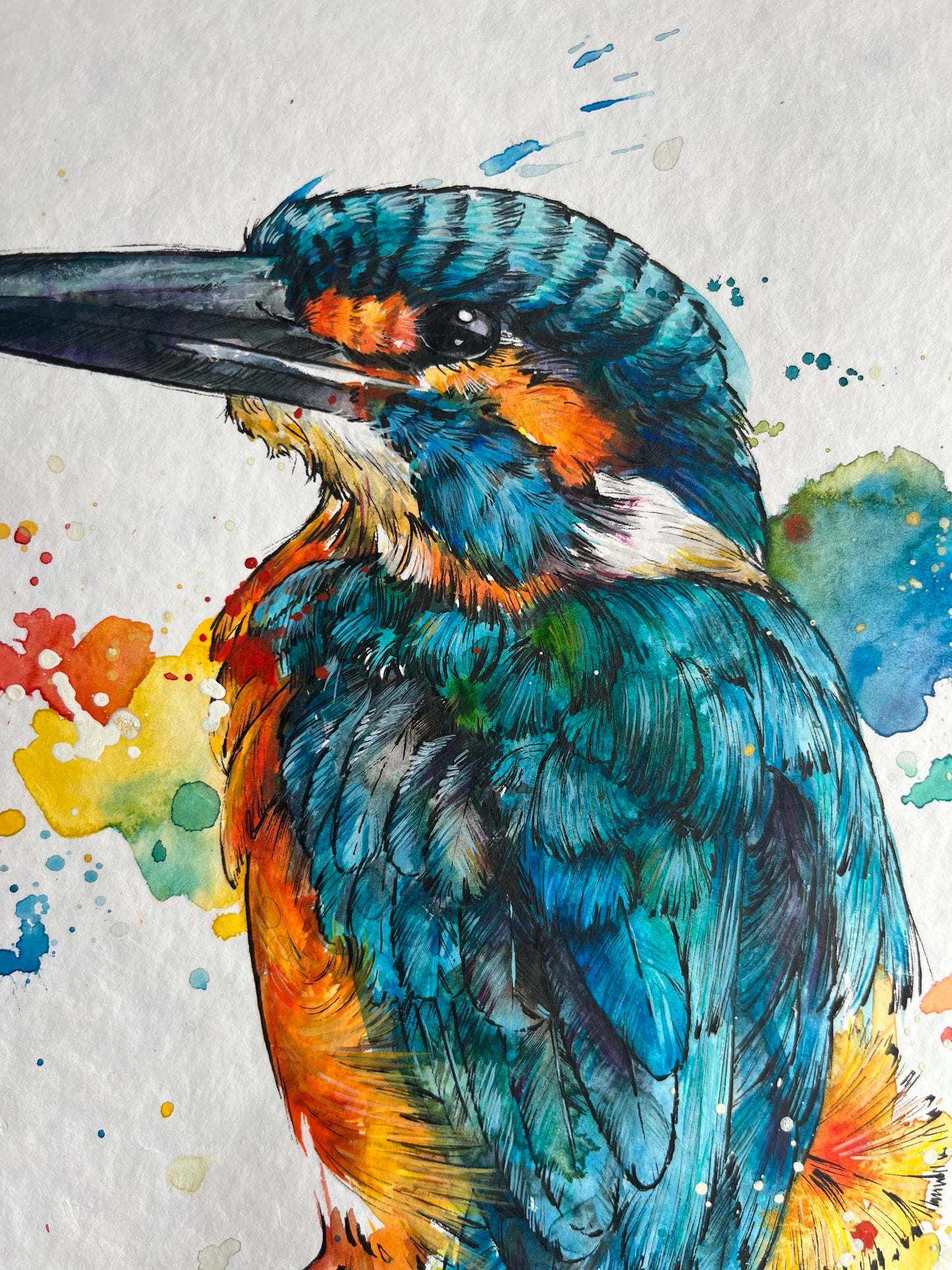 Kingfisher Watercolour and Ink Painting