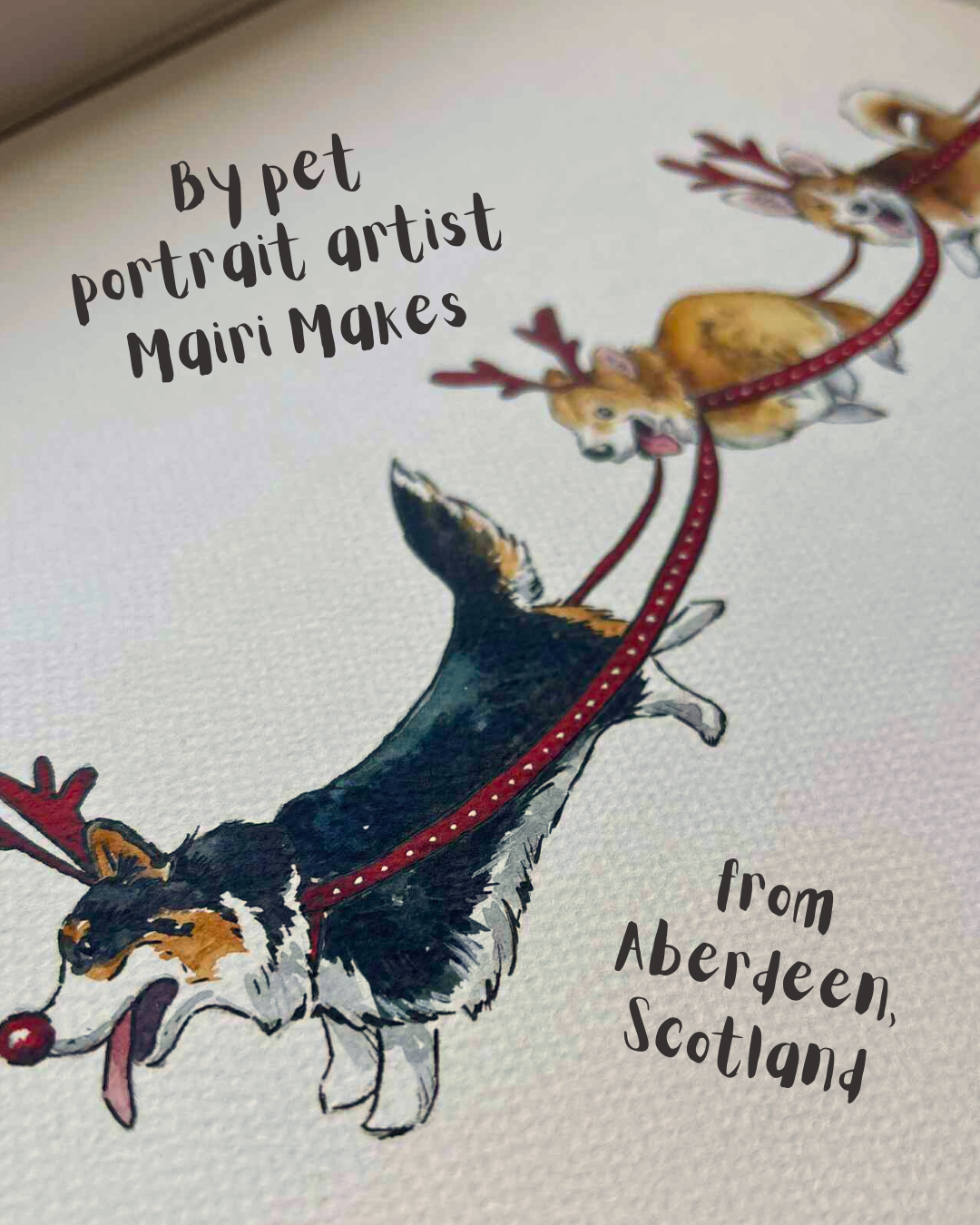Corgi Sleigh Dogs Christmas Card - A5