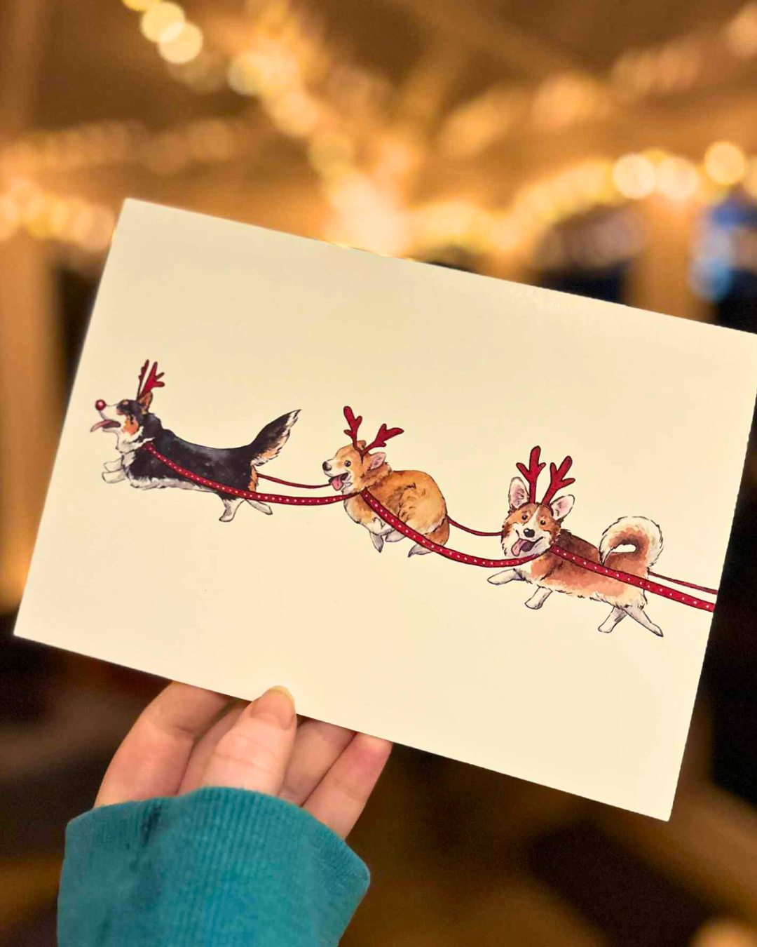 Corgi Sleigh Dogs Christmas Card - A5