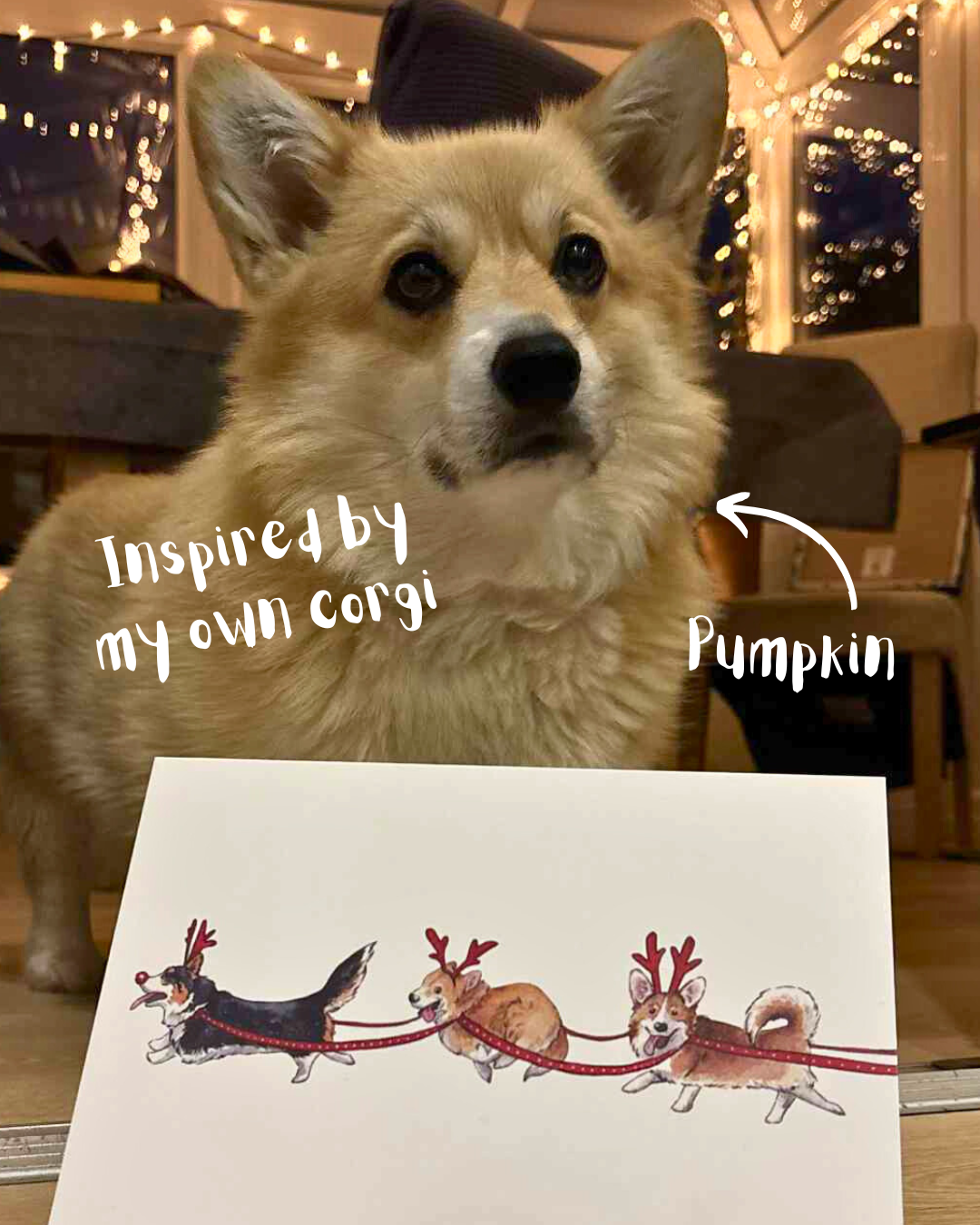 Corgi Sleigh Dogs Christmas Card - A5