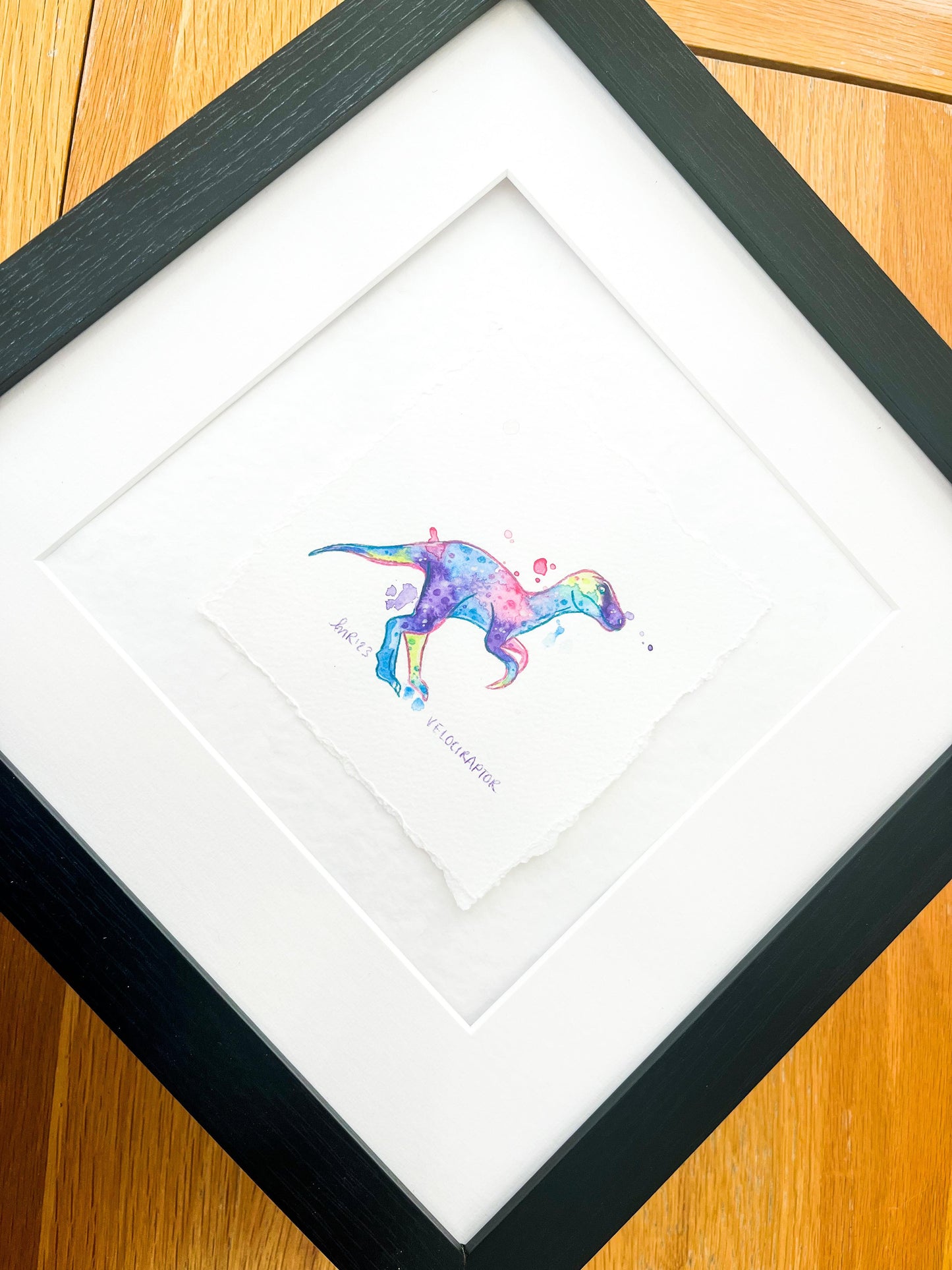 Raptor Rainbow Tie Dye Watercolour Painting