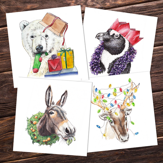 Christmas Party Animals - Greetings Cards