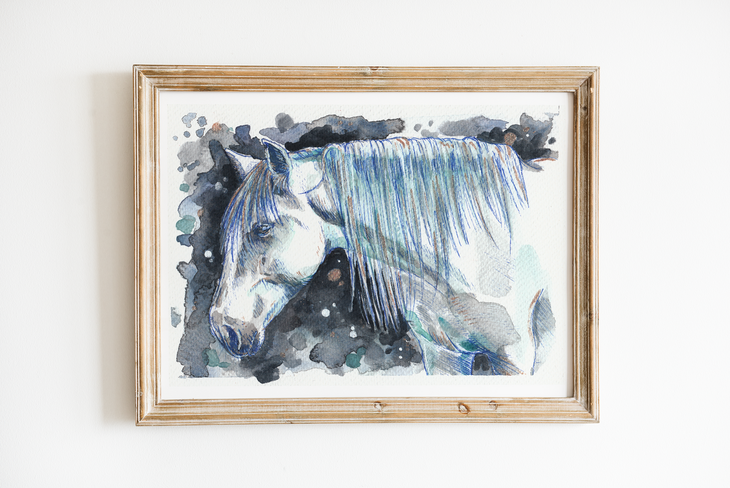 Storm - Blue Horse Art Print