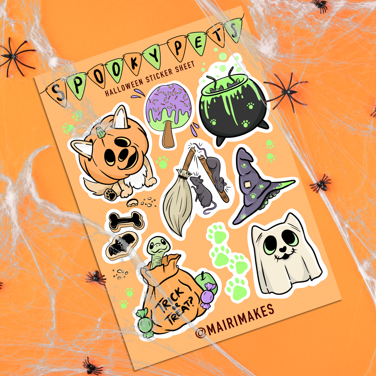 Spooky Pets Halloween Sticker Sheet
