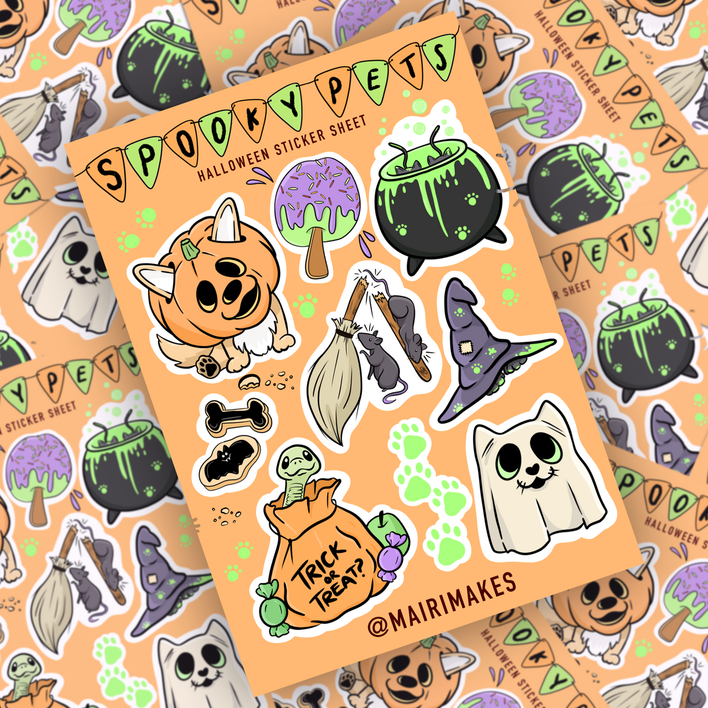 Spooky Pets Halloween Sticker Sheet