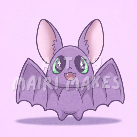 Cute Purple Bat Mini Art Print
