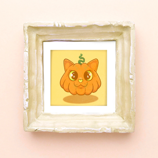 Pumpkin Cat Mini Art Print