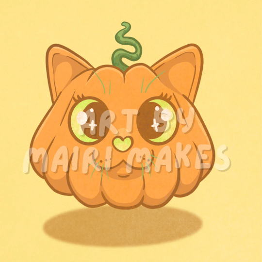 Pumpkin Cat Mini Art Print