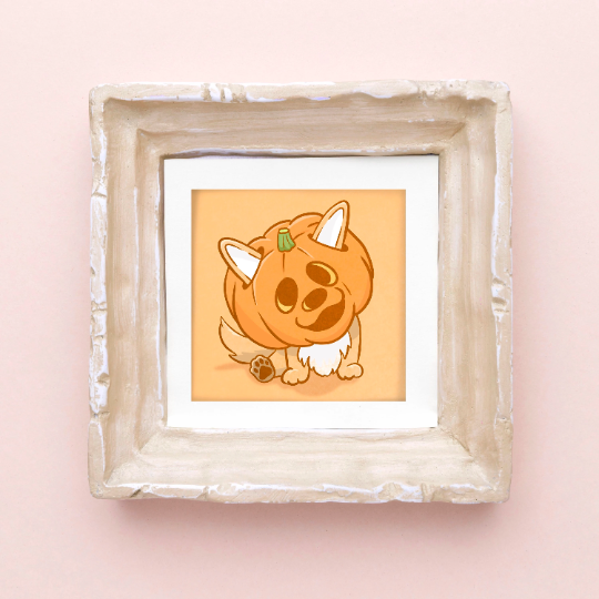 Pumpkin Dog Mini Art Print