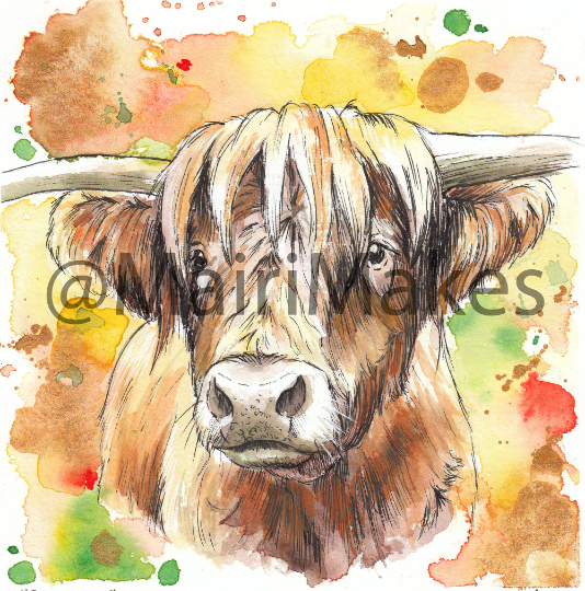 Sunny Highland Cow Art Print