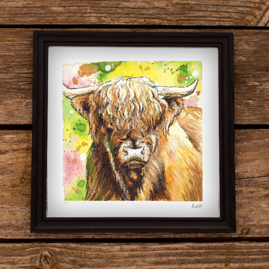 Spring Highland Cow Art Print