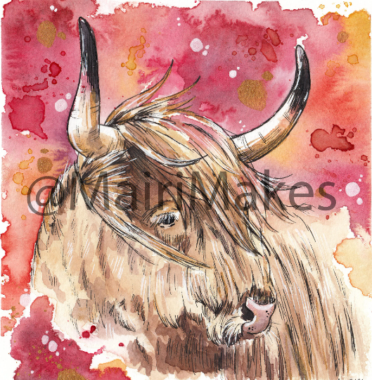 Coo-pid Highland Cow Art Print