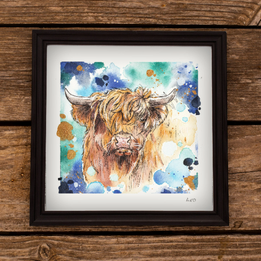 Windswept Highland Cow Art Print