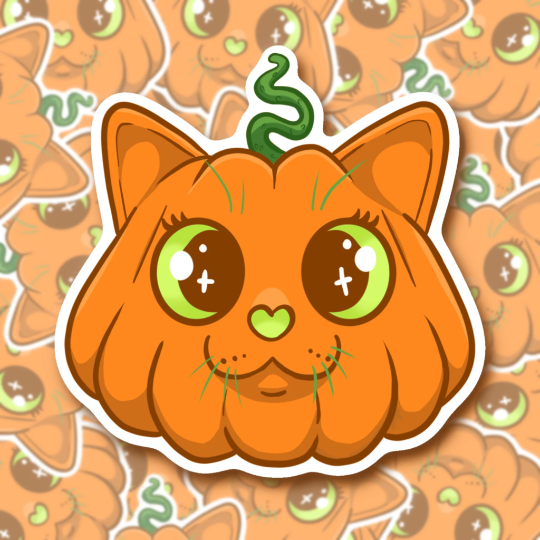 Cute Pumpkin Cat Sticker