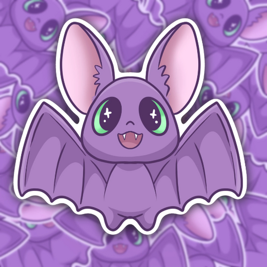 Cat Purple Bat Sticker