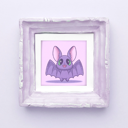 Cute Purple Bat Mini Art Print