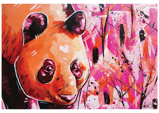 Pink Panda Abstract Art Print