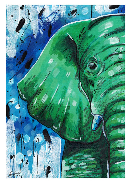 Colourful Elephant Abstract Art Print