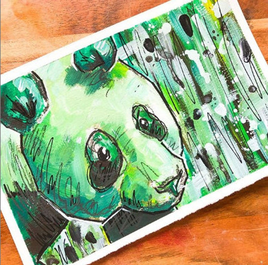 Green Panda Abstract Art Print