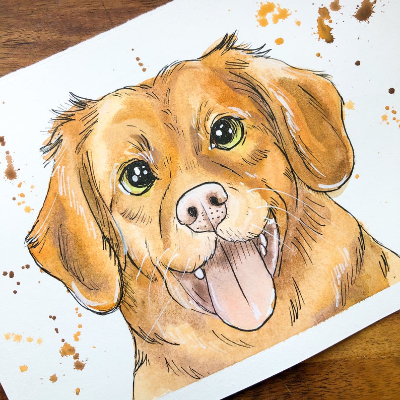 Dog Watercolour Splatter Painting