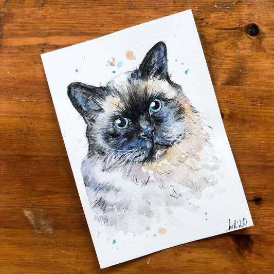 Ragdoll Cat Watercolour Splatter Painting