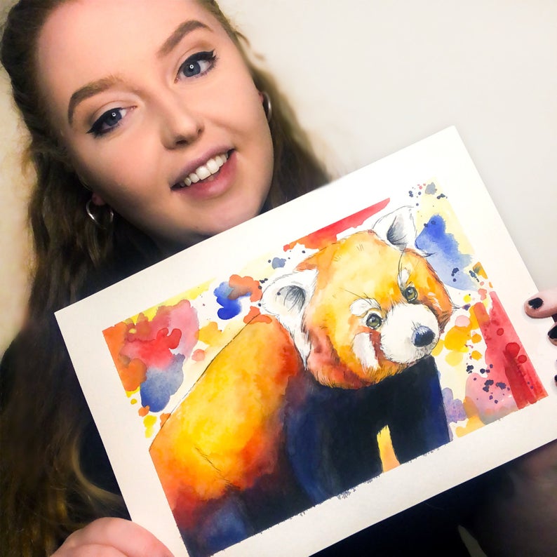 Red Panda Watercolour Painting
