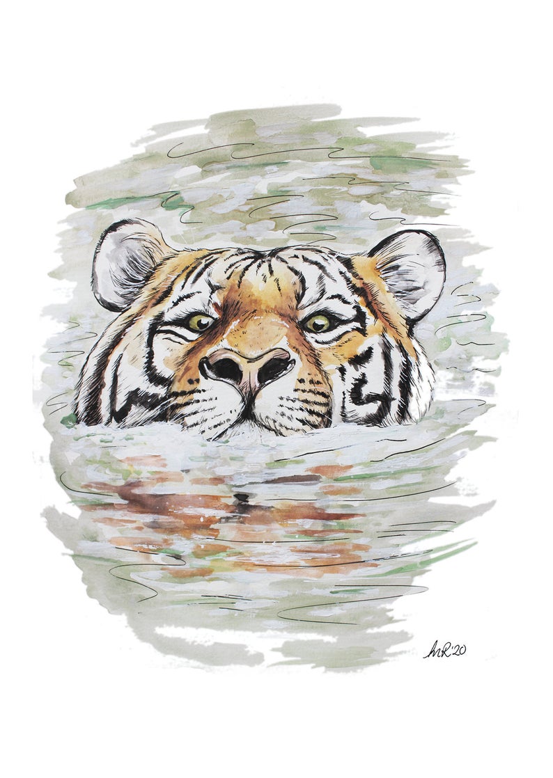 Swimming Tiger Art Print